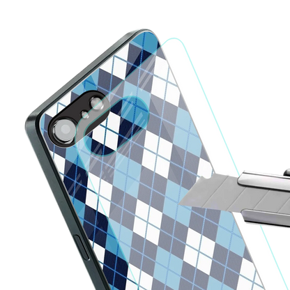 Argyle Blue stylish phone case for iphone 16e | glossy glass and slim fit