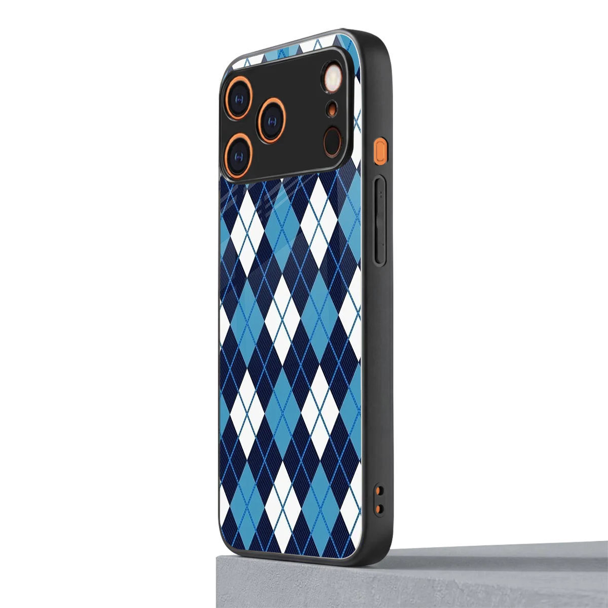 Argyle Blue iphone 17 pro mobile cover | shockproof glass phone case