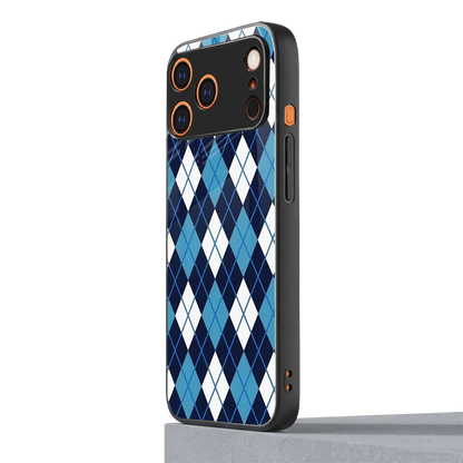 Argyle Blue iphone 17 pro mobile cover | shockproof glass phone case
