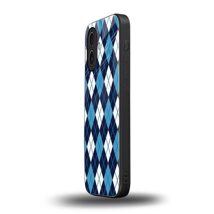 Argyle Blue iphone 17 mobile cover | shockproof glass phone case