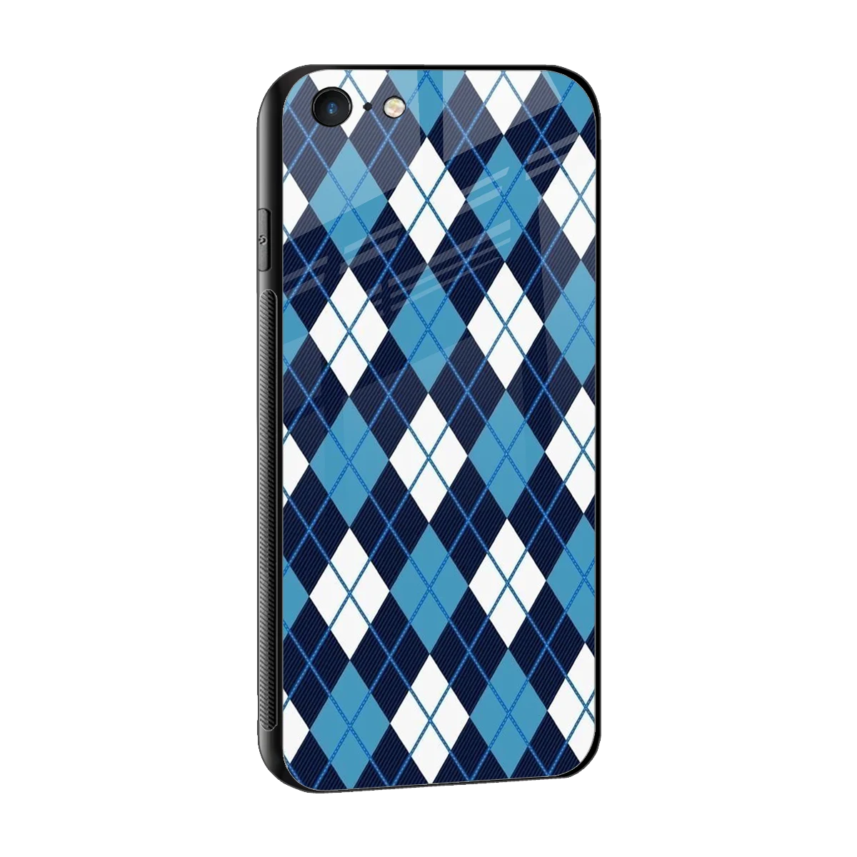 Argyle Blue sleek iphone 6 cover with tempered glass back and TPU edges