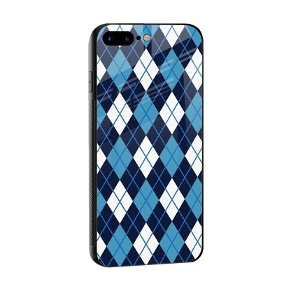 Argyle Blue sleek iphone 8 plus cover with tempered glass back and TPU edges