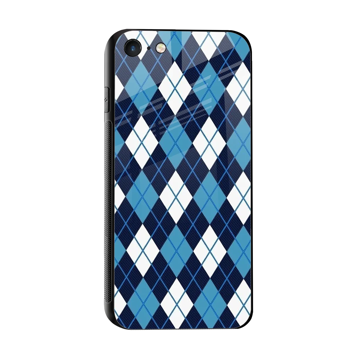 Argyle Blue sleek iphone 7 cover with tempered glass back and TPU edges