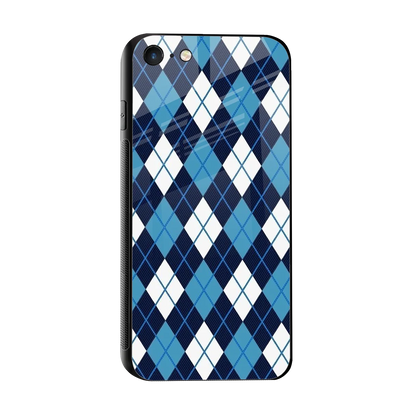 Argyle Blue sleek iphone 7 cover with tempered glass back and TPU edges