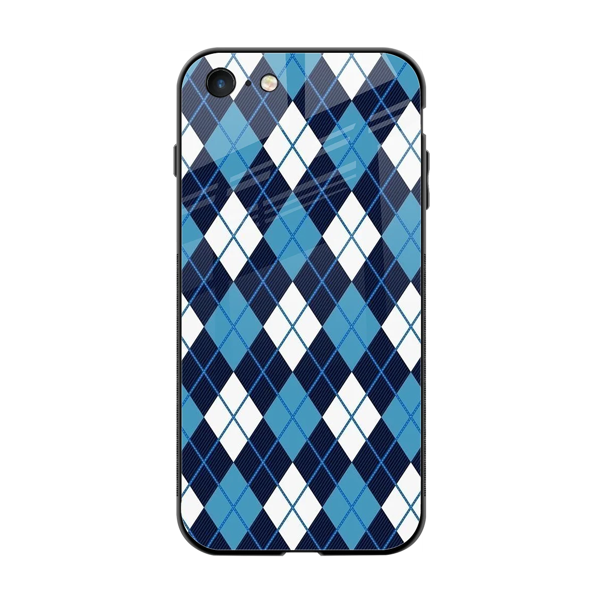 Argyle Blue back phone cover | glass case for iphone 7