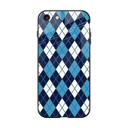 Argyle Blue back phone cover | glass case for iphone 7