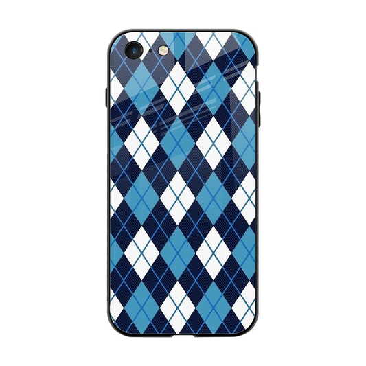 Argyle Blue back phone cover | glass case for iphone 7