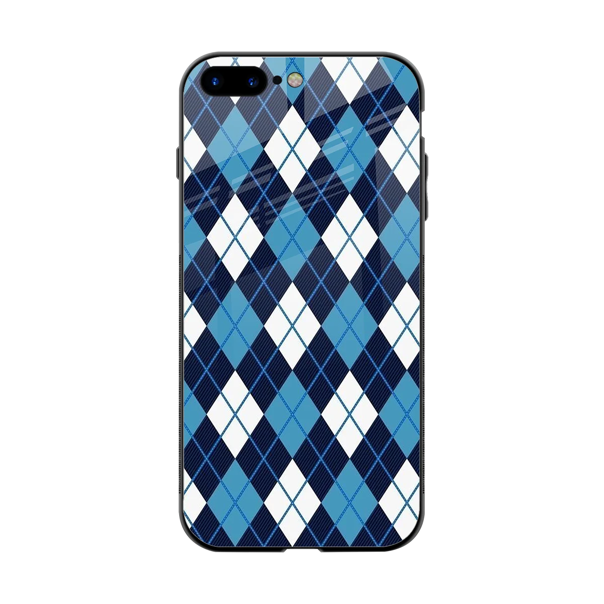 Argyle Blue back phone cover | glass case for iphone 8 plus