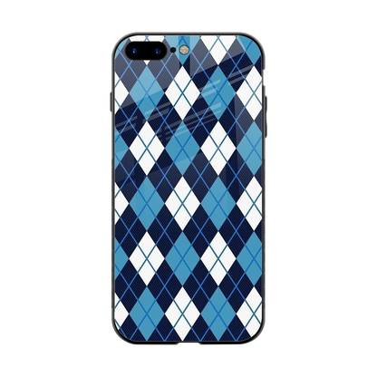 Argyle Blue back phone cover | glass case for iphone 8 plus