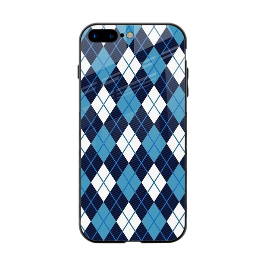 Argyle Blue back phone cover | glass case for iphone 8 plus