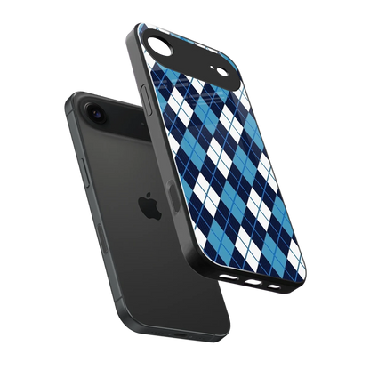 Argyle Blue sleek iphone air cover with tempered glass back and TPU edges