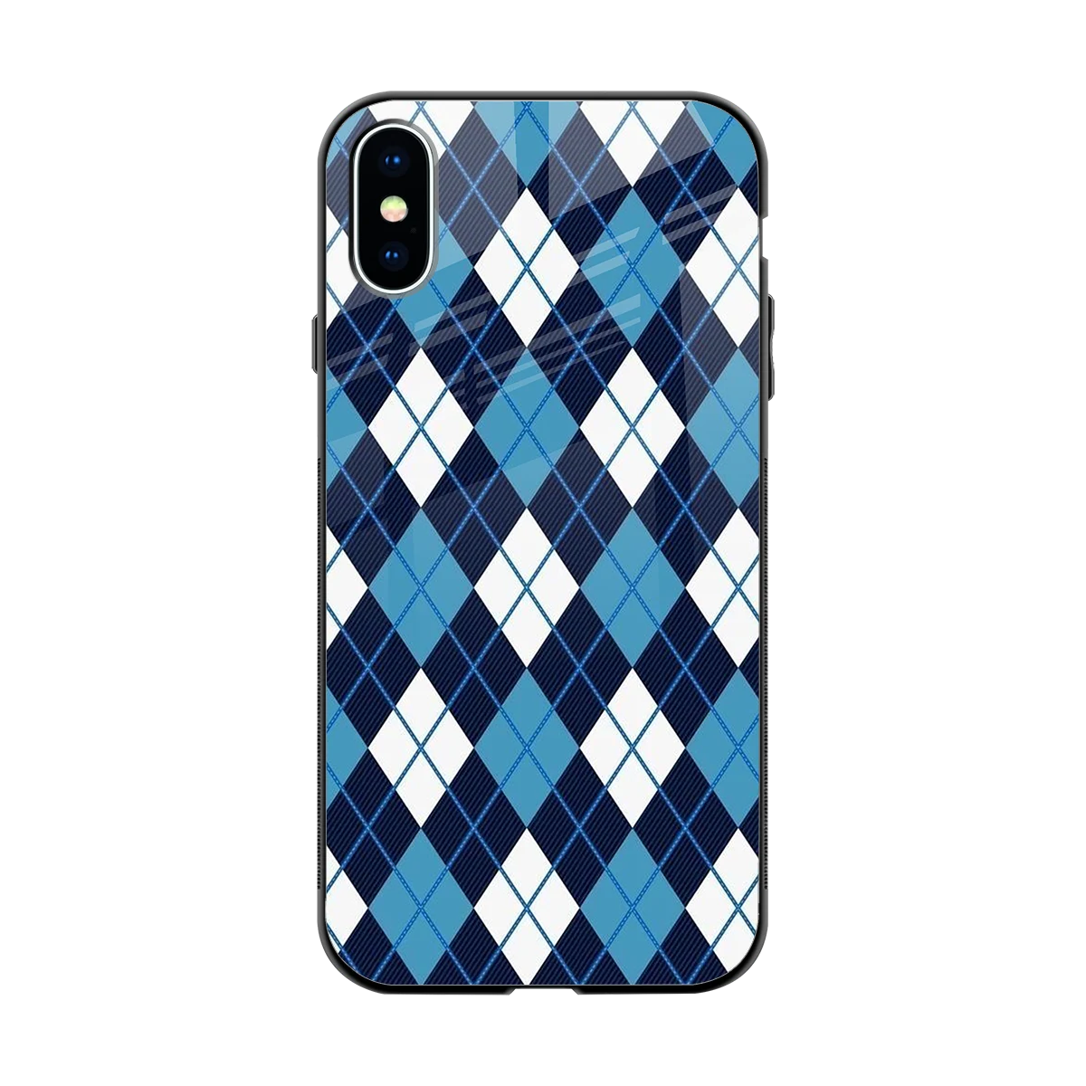Argyle Blue back phone cover | glass case for iphone x