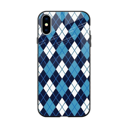 Argyle Blue back phone cover | glass case for iphone x