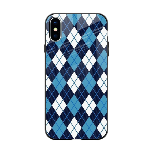 Argyle Blue back phone cover | glass case for iphone x
