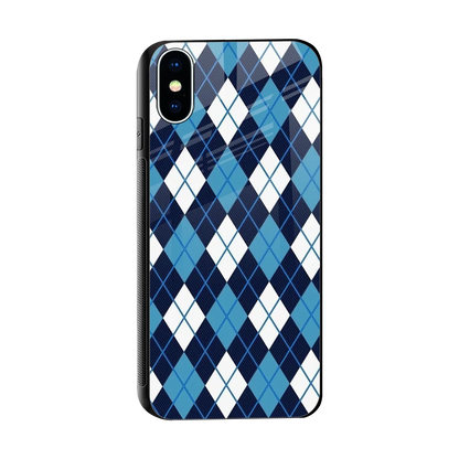 Argyle Blue sleek iphone x cover with tempered glass back and TPU edges
