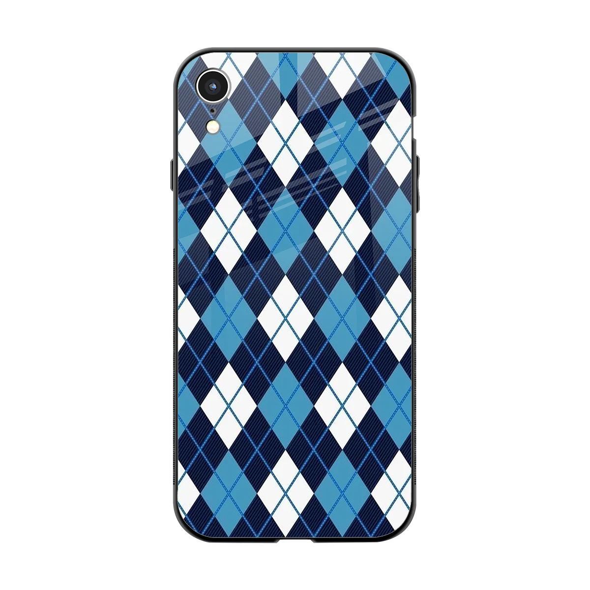 Argyle Blue back phone cover | glass case for iphone xr