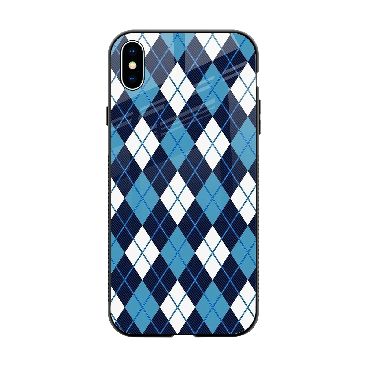 Argyle Blue back phone cover | glass case for iphone xs max