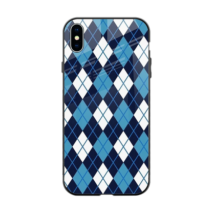 Argyle Blue back phone cover | glass case for iphone xs max