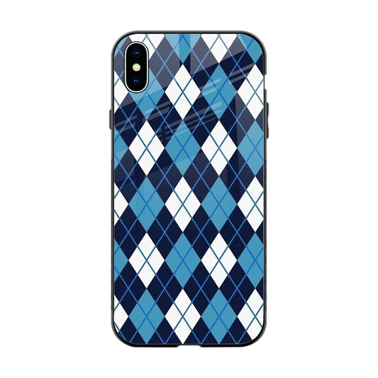 Argyle Blue back phone cover | glass case for iphone xs max
