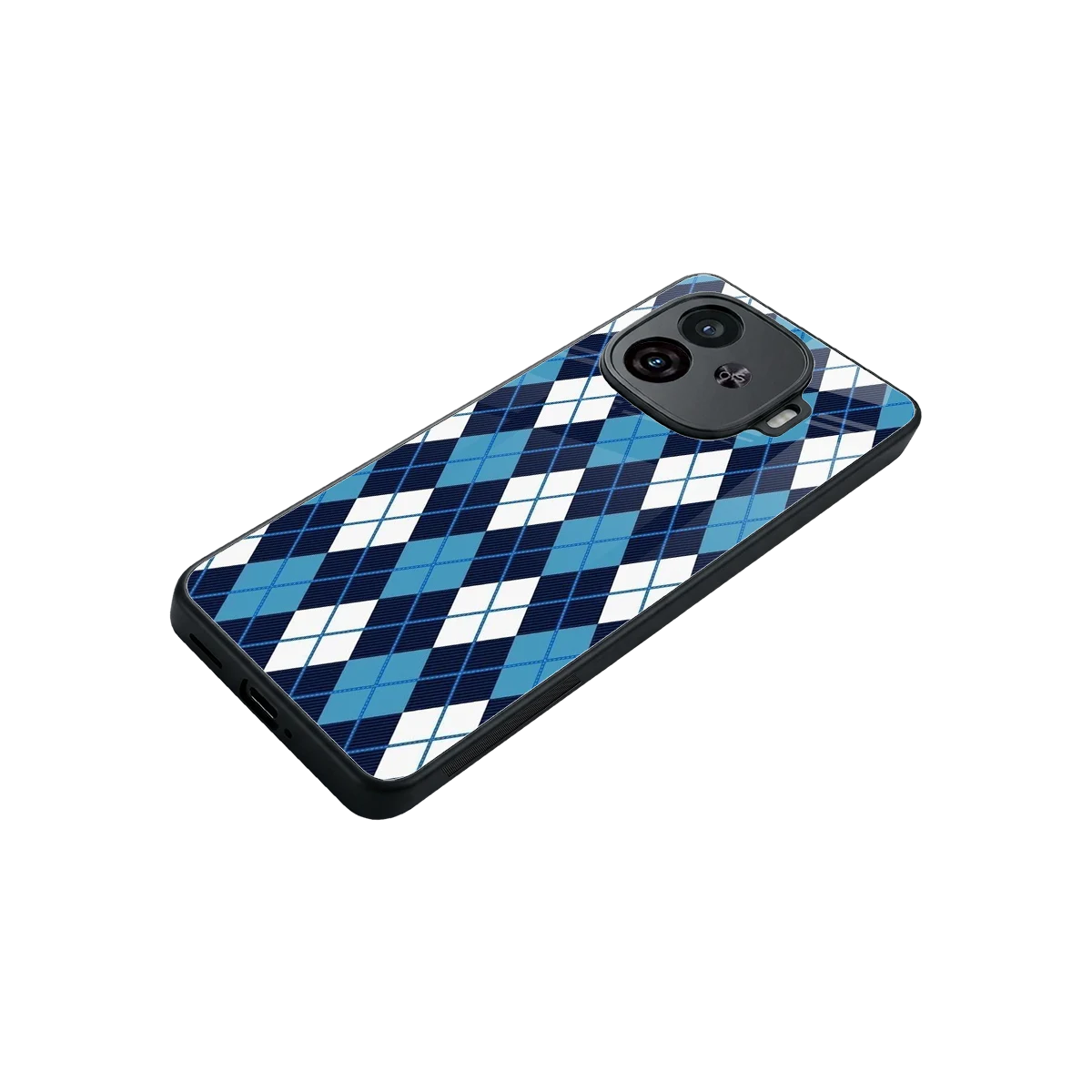 Argyle Blue stylish phone case for iqoo neo 10r 5g | glossy glass and slim fit