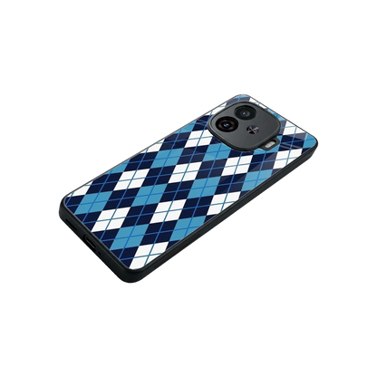 Argyle Blue stylish phone case for iqoo neo 10r 5g | glossy glass and slim fit