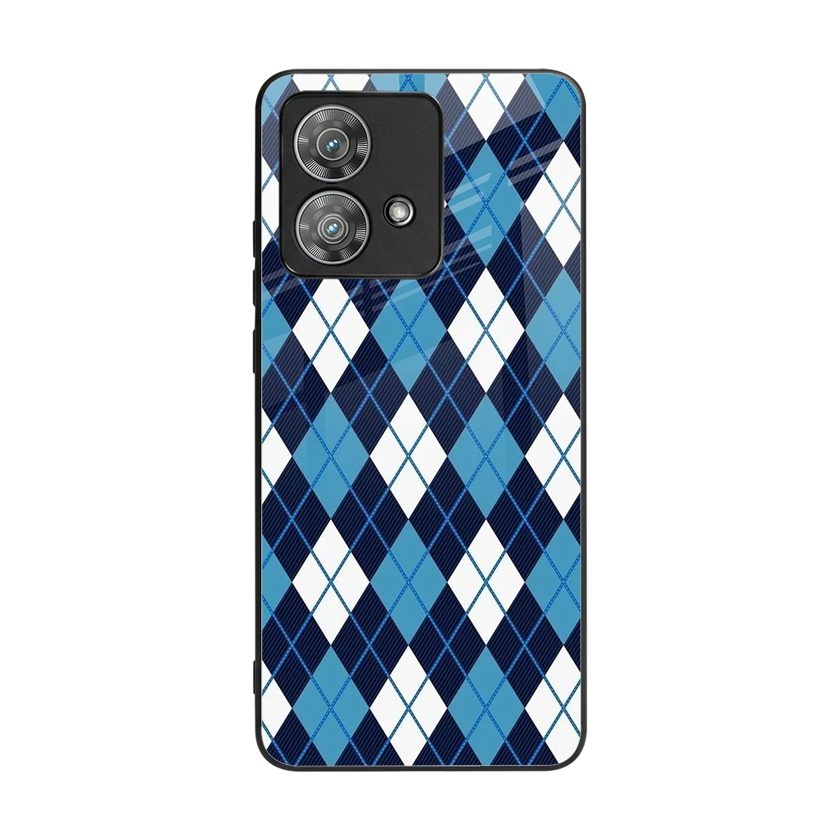 Argyle Blue back phone cover | glass case for motorola edge 40 neo 5g