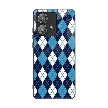 Argyle Blue back phone cover | glass case for motorola edge 40 neo 5g