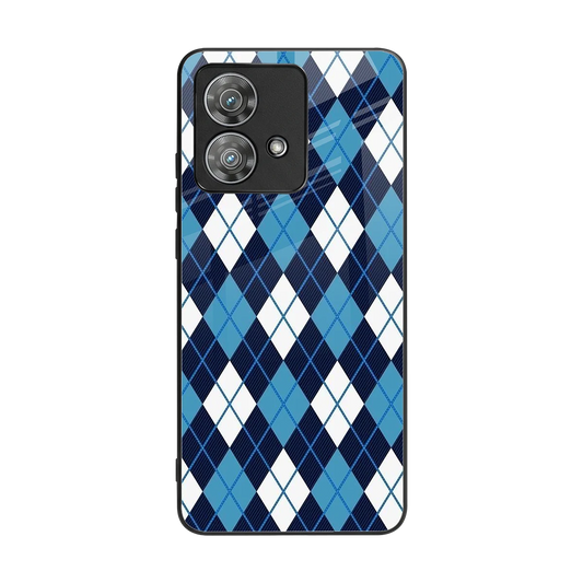 Argyle Blue back phone cover | glass case for motorola edge 40 neo 5g