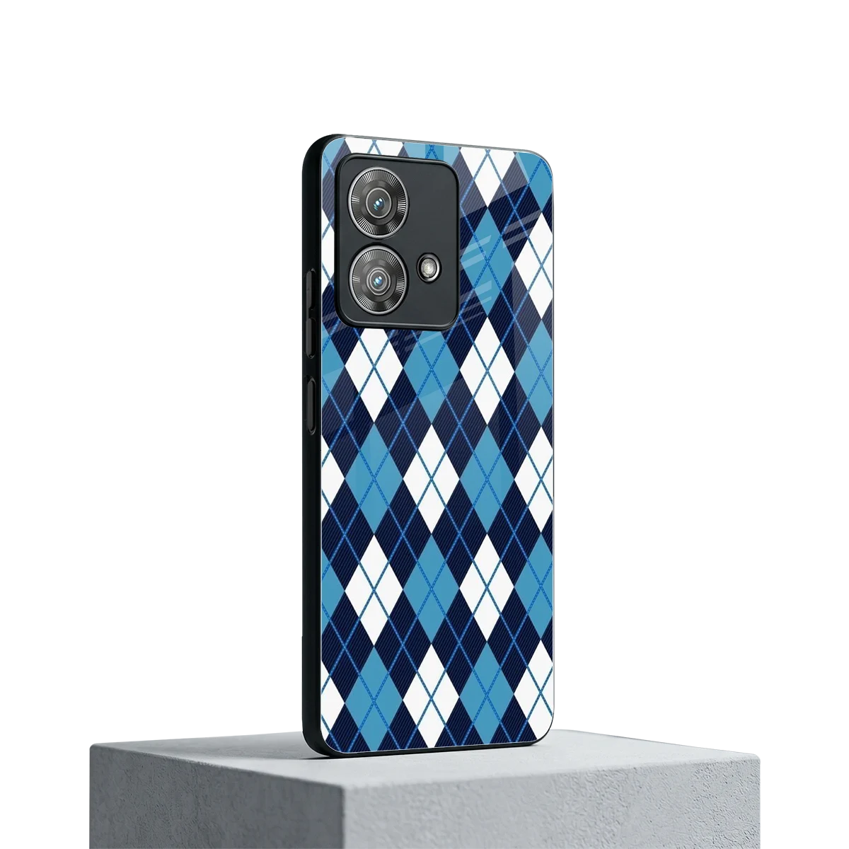 Argyle Blue motorola edge 40 neo 5g mobile cover | shockproof glass phone case
