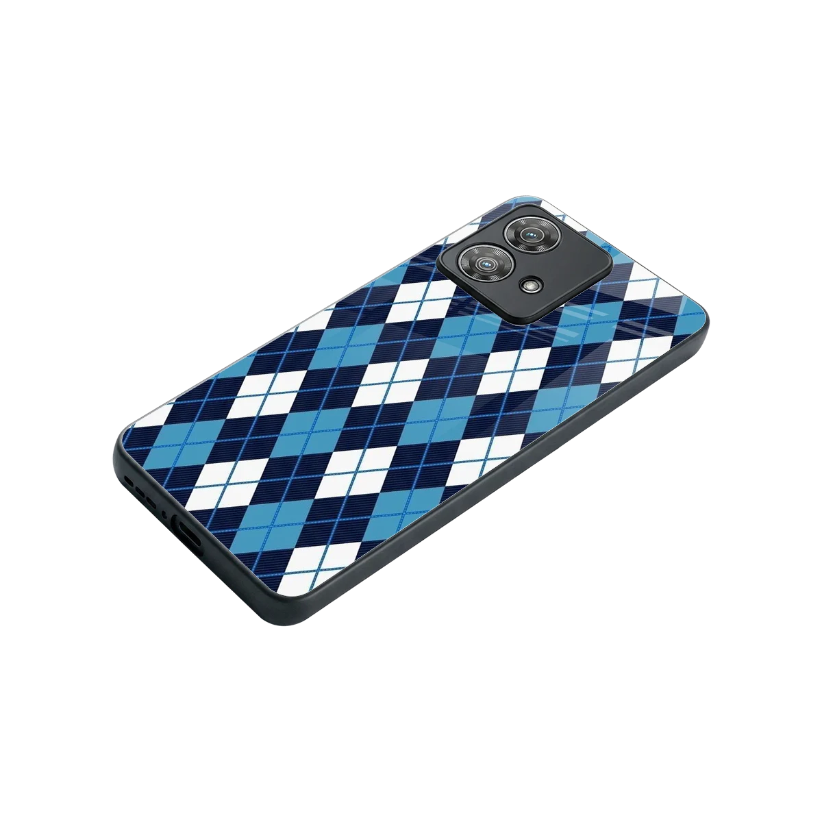 Argyle Blue stylish phone case for motorola edge 40 neo 5g | glossy glass and slim fit