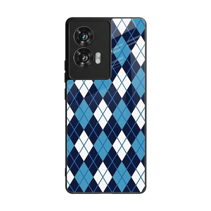 Argyle Blue back phone cover | glass case for motorola edge 50 fusion