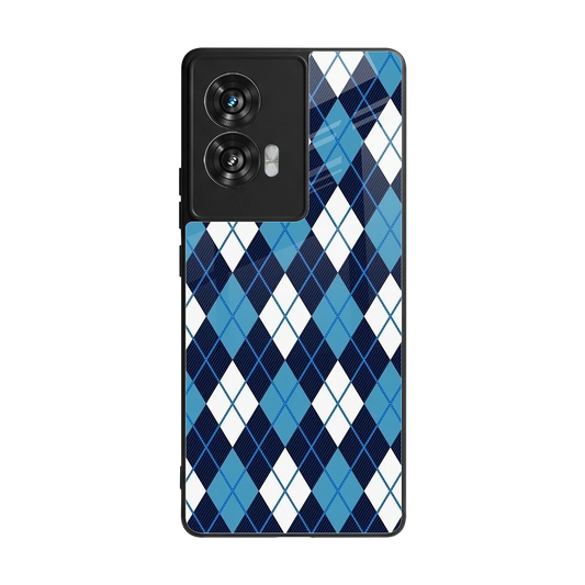 Argyle Blue back phone cover | glass case for motorola edge 50 fusion