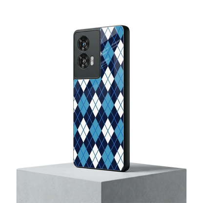 Argyle Blue motorola edge 50 fusion mobile cover | shockproof glass phone case