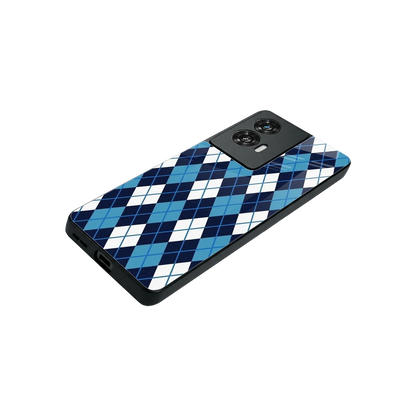 Argyle Blue stylish phone case for motorola edge 50 fusion | glossy glass and slim fit
