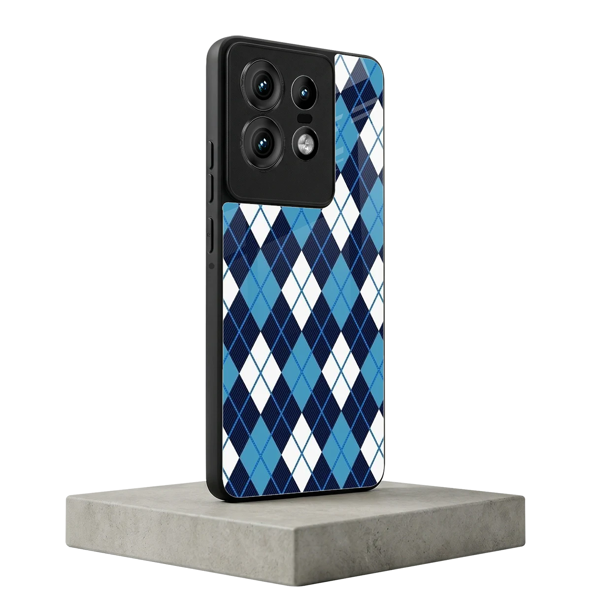 Argyle Blue motorola edge 50 pro mobile cover | shockproof glass phone case