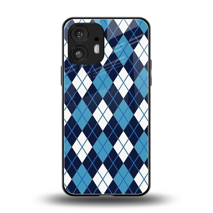 Argyle Blue back phone cover | glass case for nothing phone 2