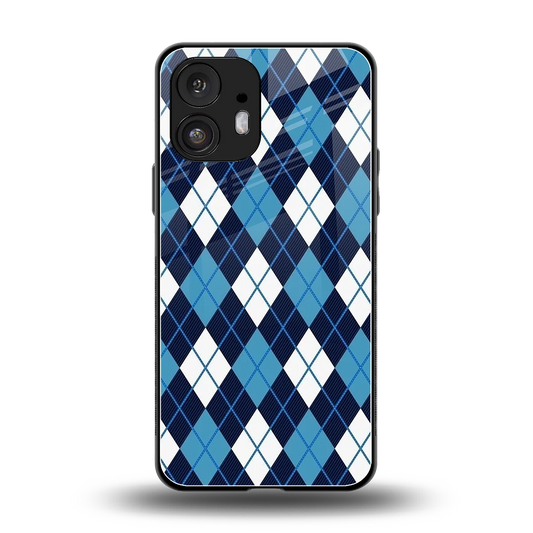 Argyle Blue back phone cover | glass case for nothing phone 2