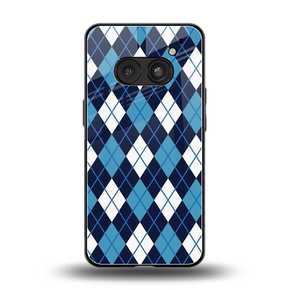 Argyle Blue back phone cover | glass case for nothing phone 2a