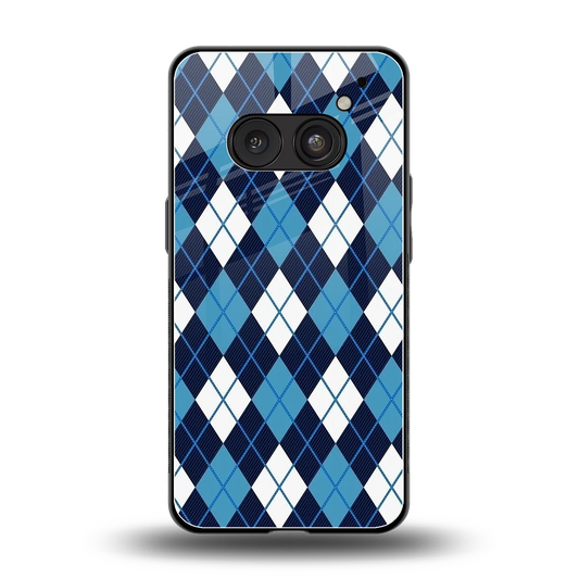 Argyle Blue back phone cover | glass case for nothing phone 2a