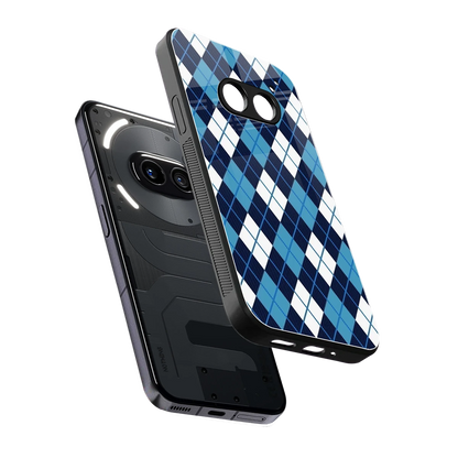 Argyle Blue sleek nothing phone 2a cover with tempered glass back and TPU edges