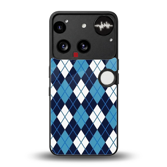 Argyle Blue back phone cover | glass case for nothing phone 3