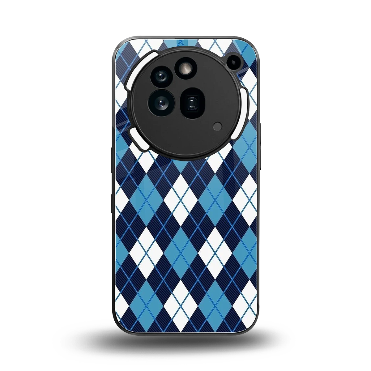 Argyle Blue back phone cover | glass case for nothing phone 3a pro