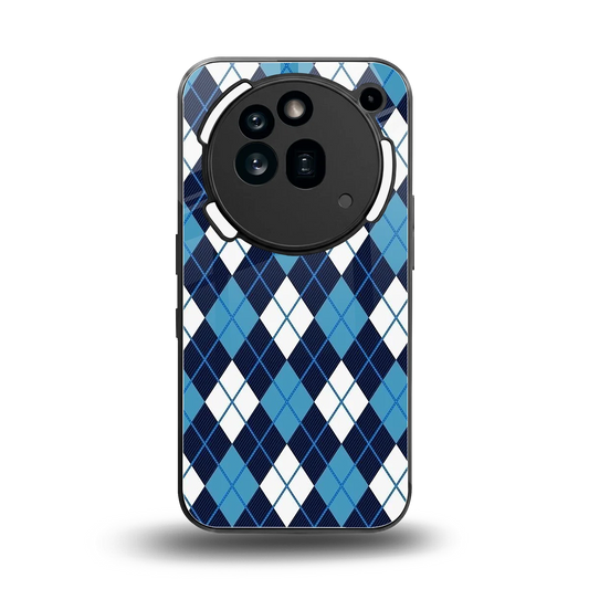 Argyle Blue back phone cover | glass case for nothing phone 3a pro