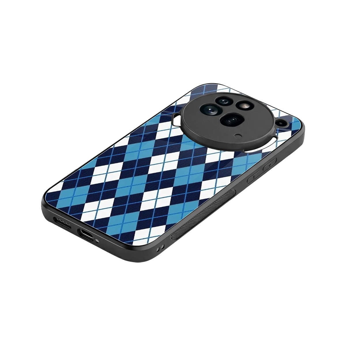 Argyle Blue stylish phone case for nothing phone 3a pro | glossy glass and slim fit
