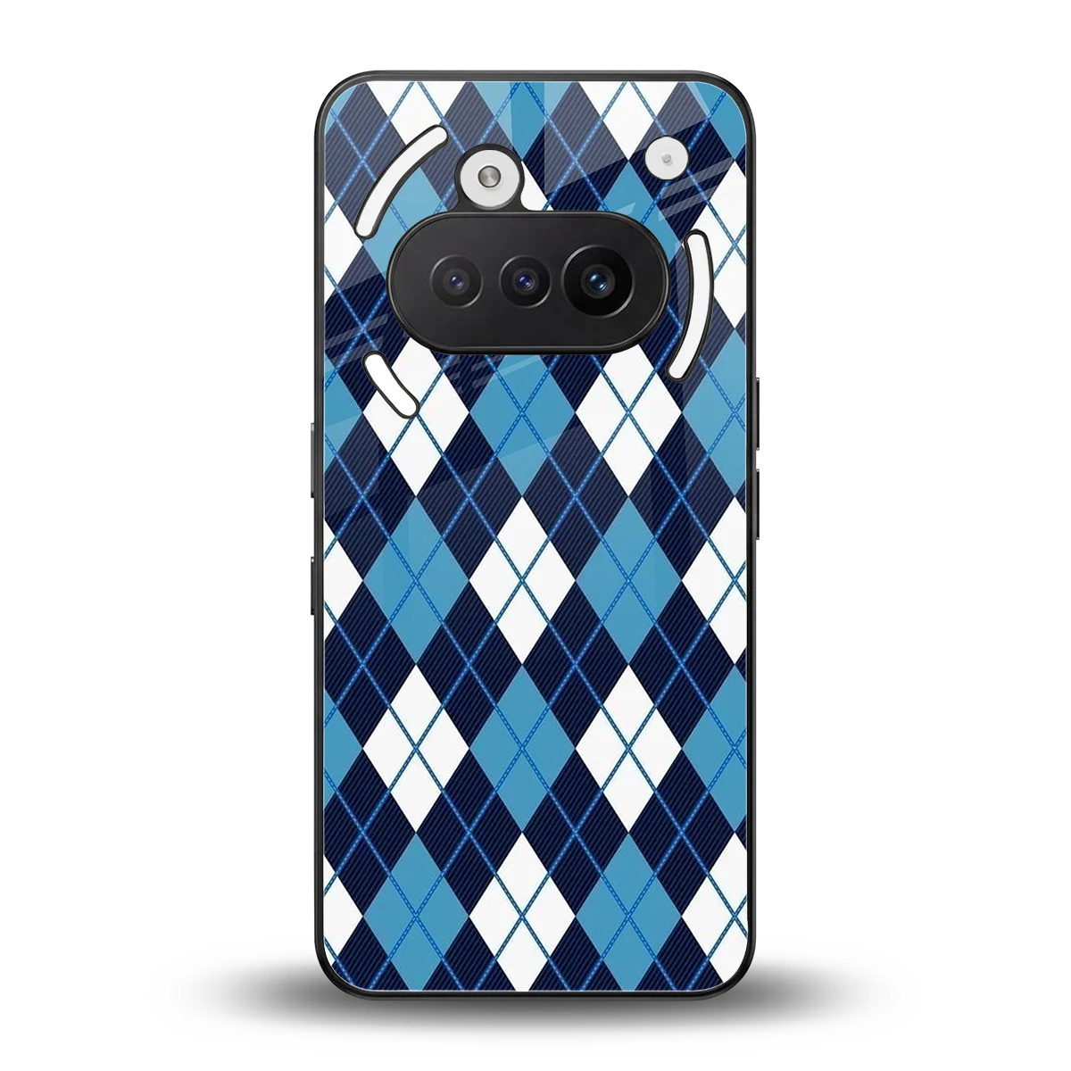 Argyle Blue back phone cover | glass case for nothing phone 3a