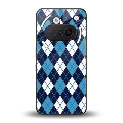 Argyle Blue back phone cover | glass case for nothing phone 3a