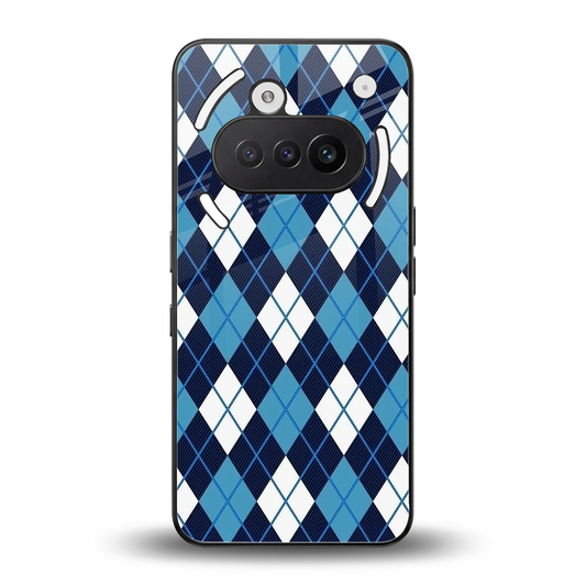 Argyle Blue back phone cover | glass case for nothing phone 3a