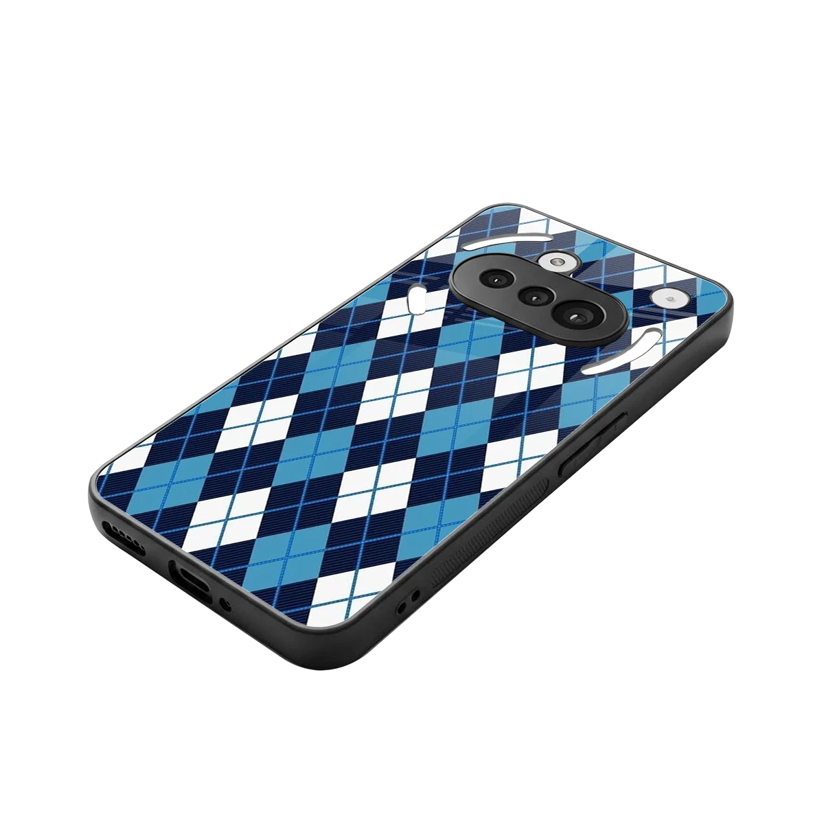 Argyle Blue stylish phone case for nothing phone 3a | glossy glass and slim fit