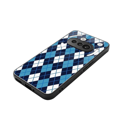 Argyle Blue stylish phone case for nothing phone 3a | glossy glass and slim fit