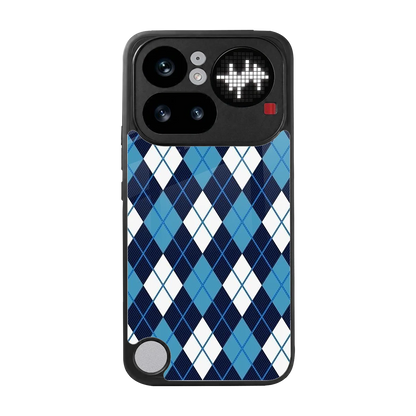 Argyle Blue back phone cover | glass case for nothing phone 4a pro